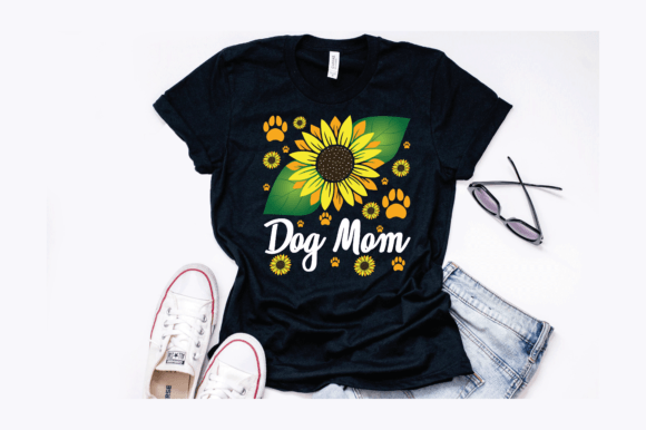 Dog Mom Sunflowers Dog Lover Design Graphics and T-Shirt Designs
