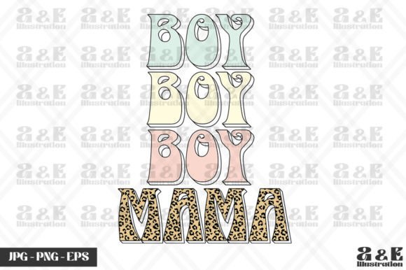 Retro Boy Mama Leopard Cute Boy Mom Graphics and T-Shirt Designs