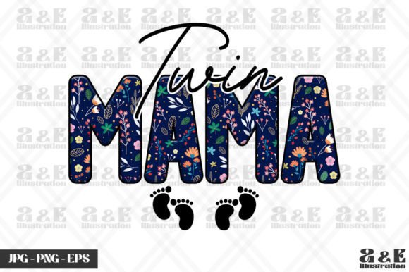 Twin Mama Cute Floral New Mom Graphics and T-Shirt Designs Review